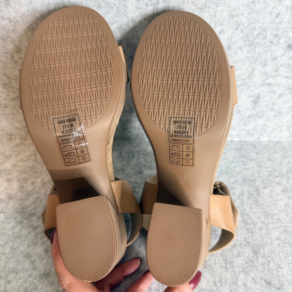 Pierre Dumas Morgen-9 Sandals Womens 10 Taupe Block Heel Ankle Strap NEW - Picture 5 of 9